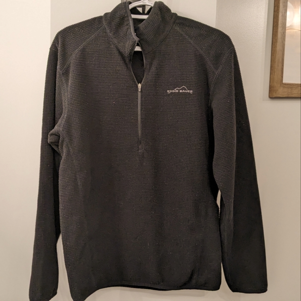 Men's small black waffle knit half zip Eddie Bauer